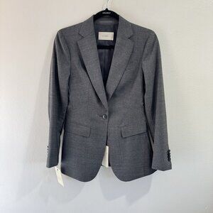 NWT Anna Sui Studio Blazer Jacket Cameron 34R / 4 Pure Wool Gray Italian Fabric